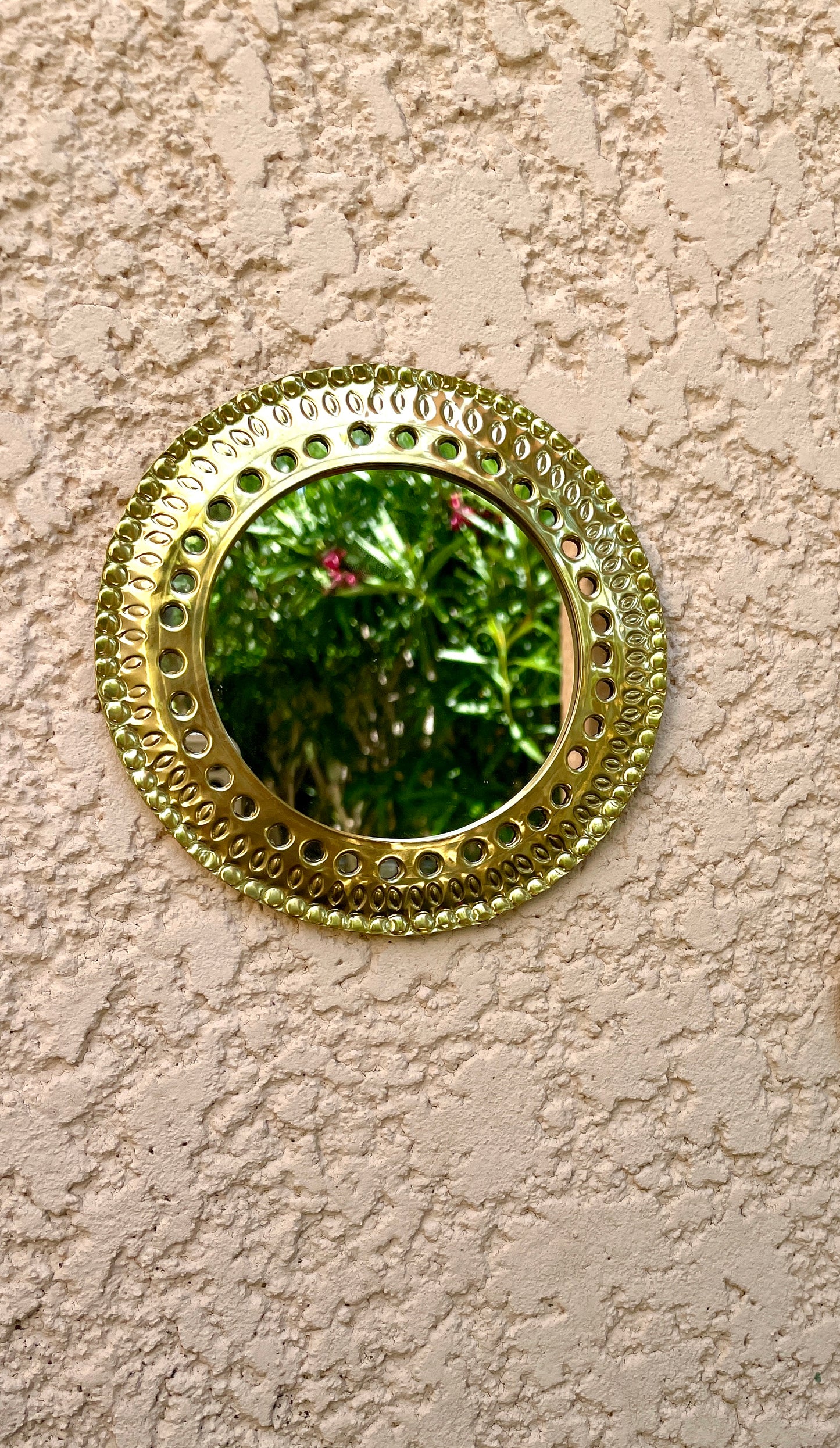 Lot de 2 miroirs ronds en laiton doré | 15 cm | Fabrication Artisanale Marocaine