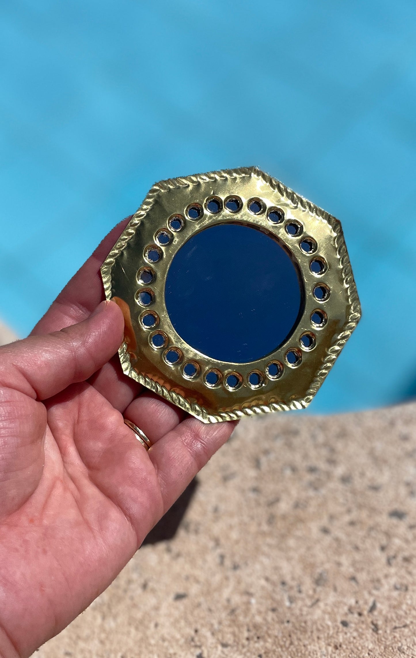 Lot de 2 Miroirs Octogonaux en Laiton Doré 14 cm & 9 cm | Maison Ajmari