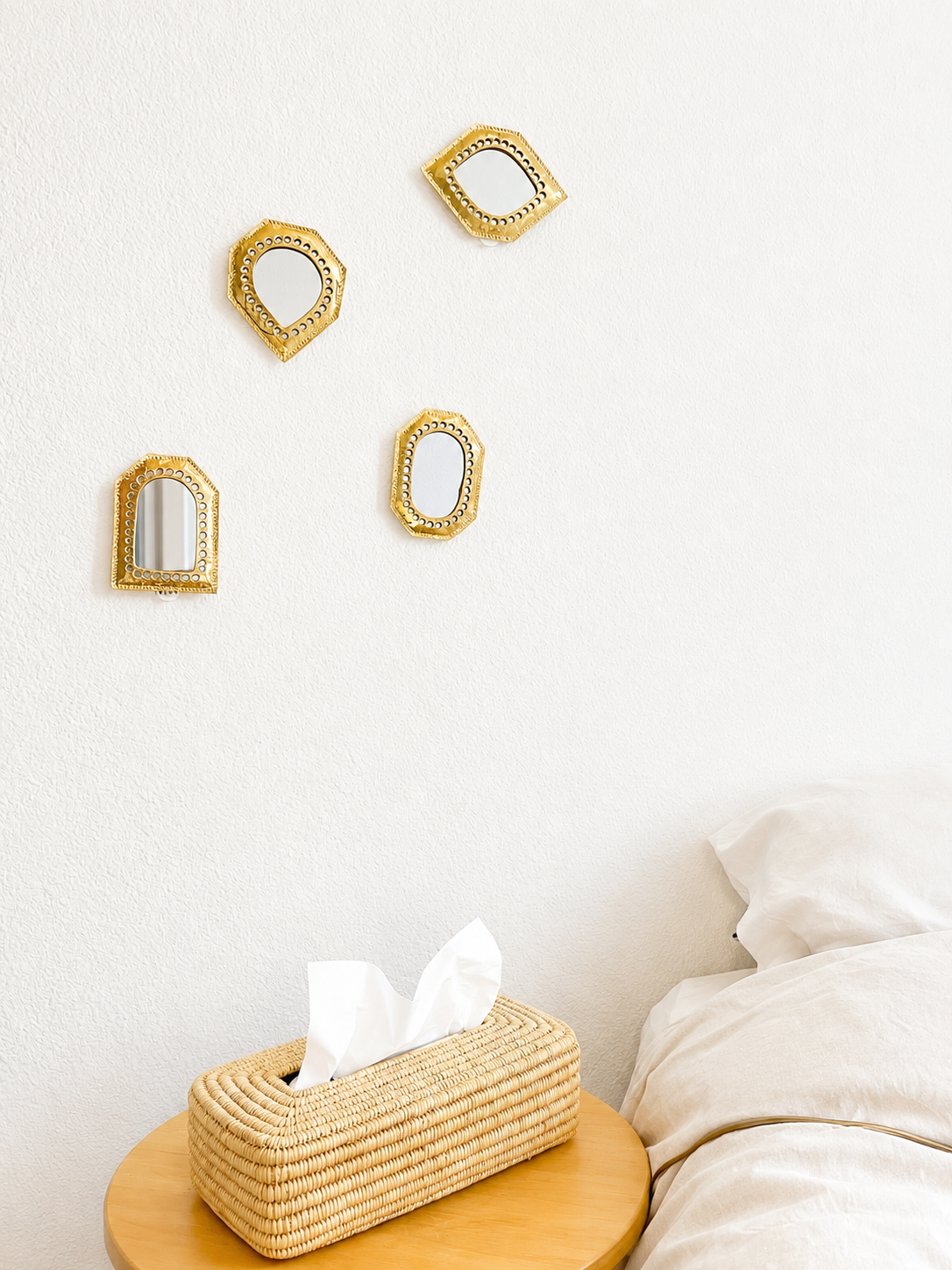 Lot de 4 Miroirs Muraux en Laiton Doré
