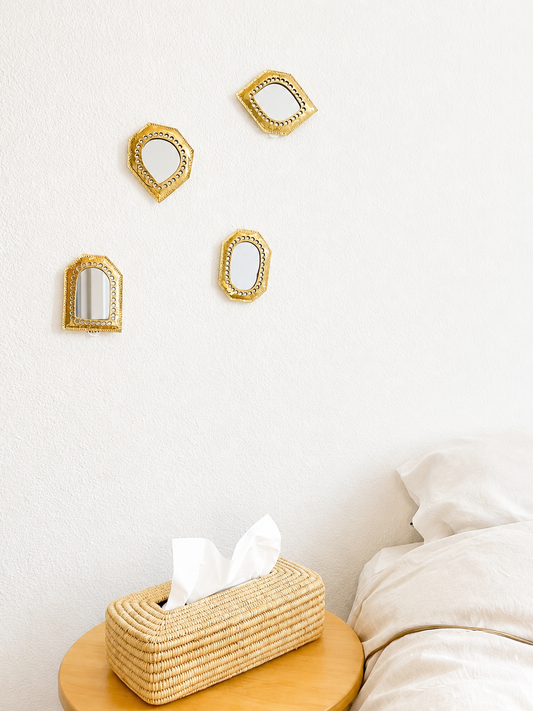 Lot de 4 Miroirs Muraux en Laiton Doré