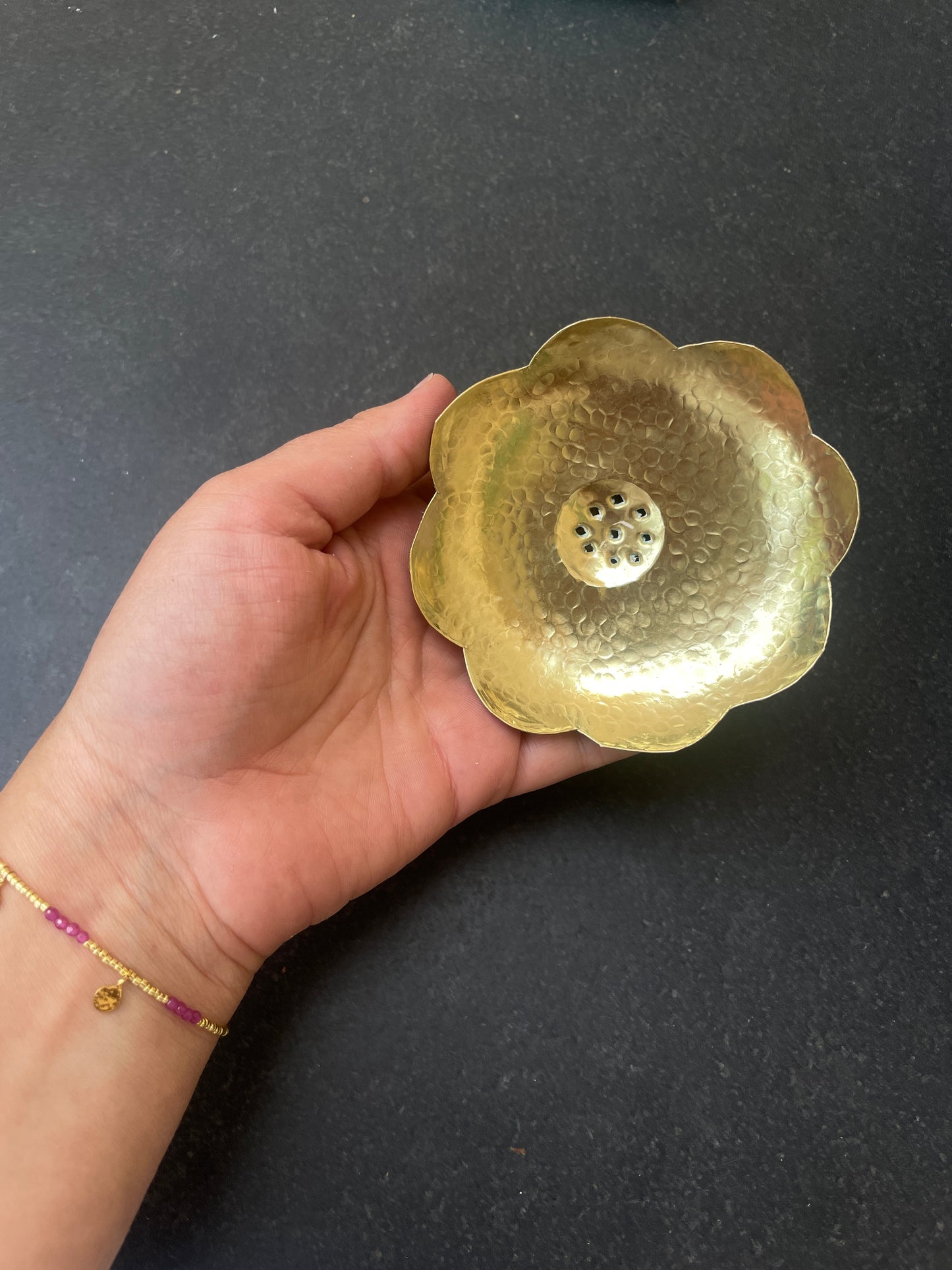 Porte-Savon Fleur en Laiton -  Doré 9,5 cm - Fabriqué à la main