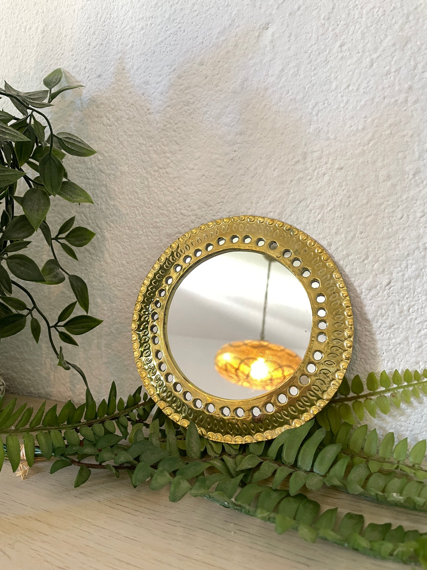 Lot de 2 miroirs ronds en laiton doré | 15 cm | Fabrication Artisanale Marocaine
