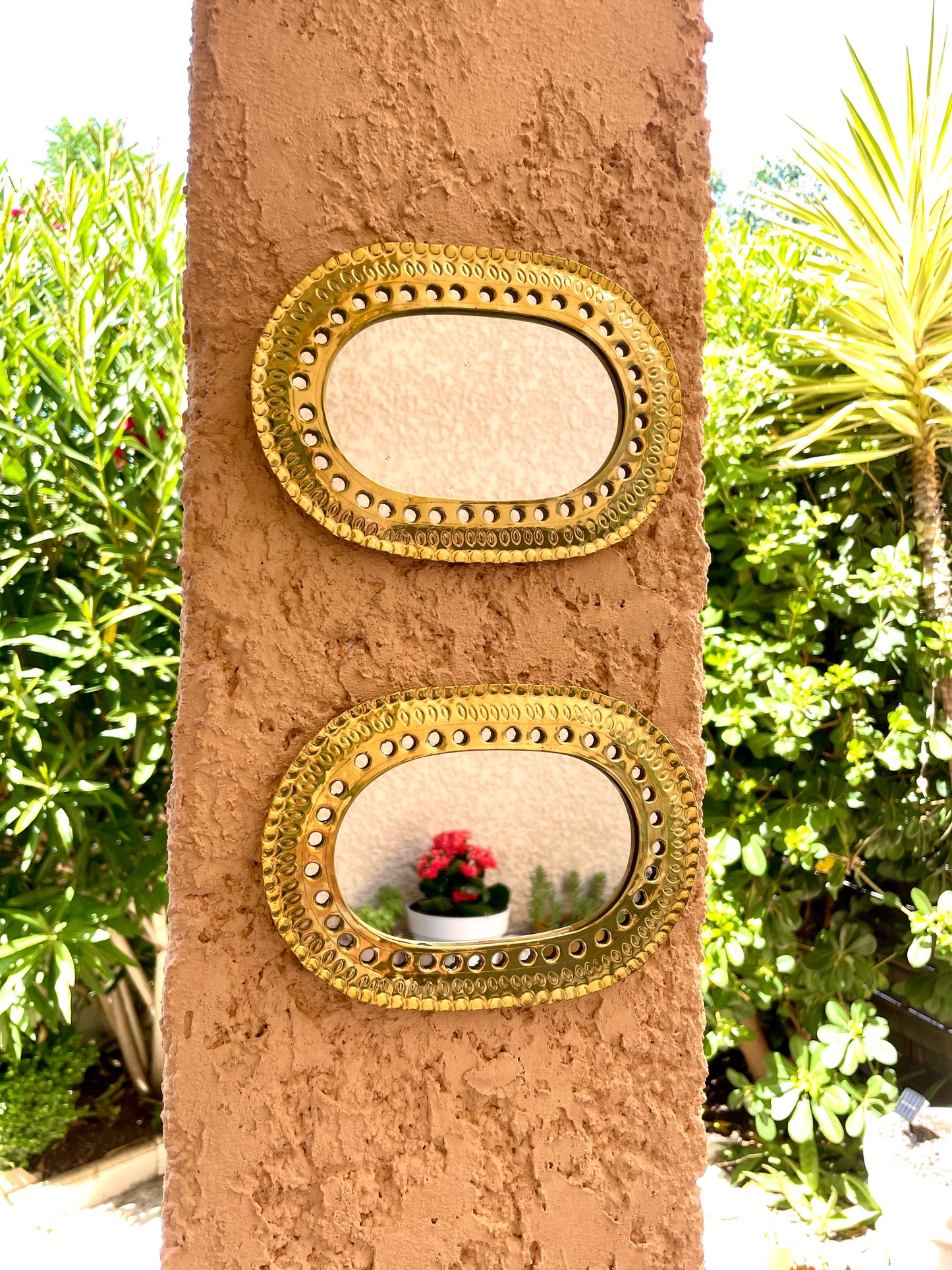 lot miroir ovale design contemporain accroche intregre