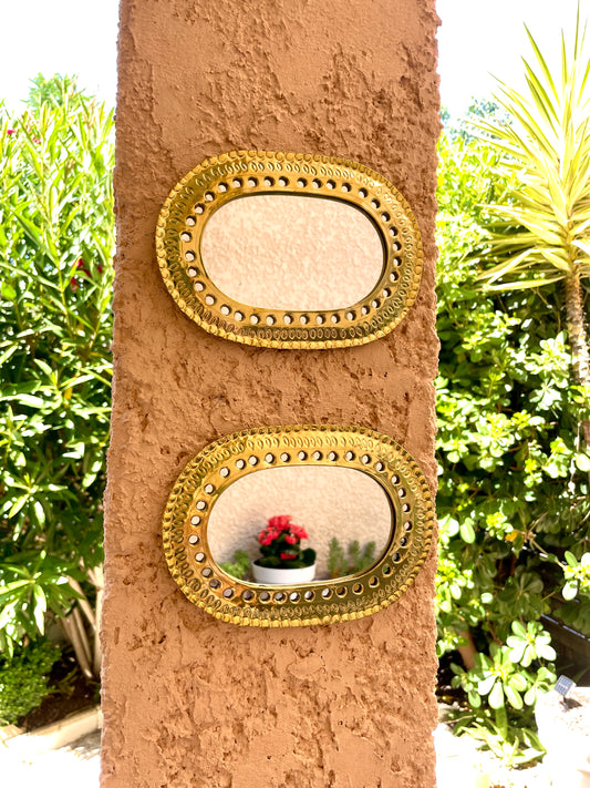 lot miroir ovale design contemporain accroche intregre